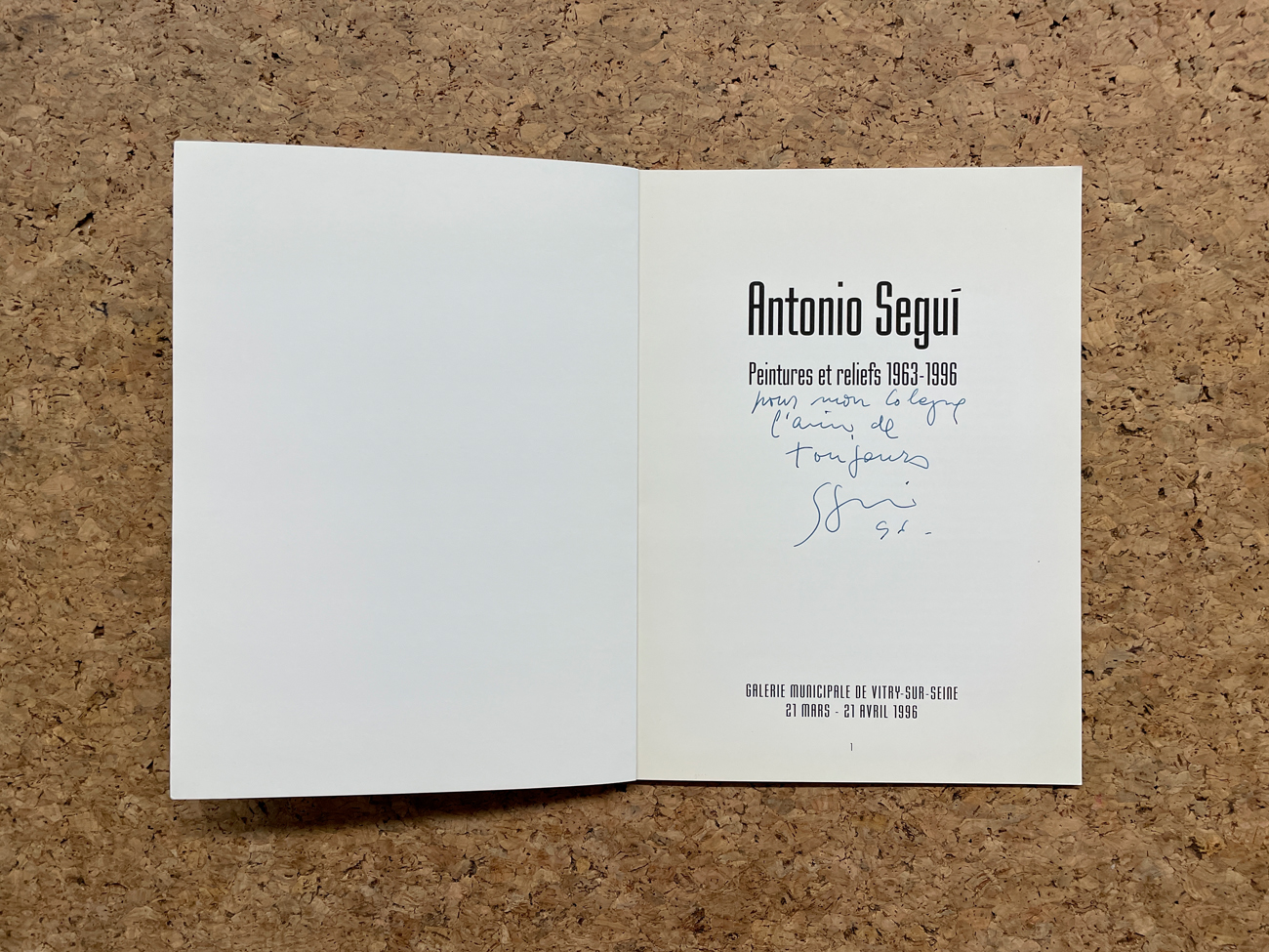 ANTONIO SEGUÍ Antonio Seguí. Peintures et reliefs 19631996, 1996