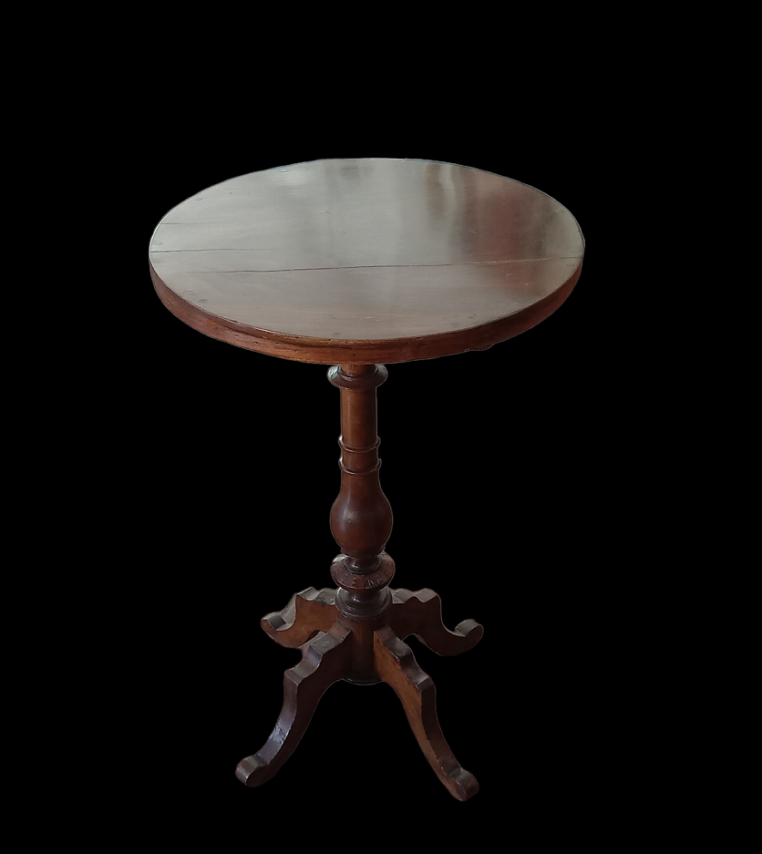 LEEMTORIG Tavolino Rotondo In Legno Noce – Stile Mid-Century Modern, Diametro 85,1 Cm, Gambe A Croce Curve, Portata 113 Kg