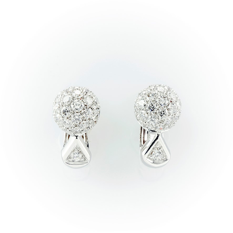 Orecchini In Oro Bianco 18kt Con Diamanti Taglio Brillante (0,30 Ct) E Zaffiri, Gioielli Artigianali Di Lusso