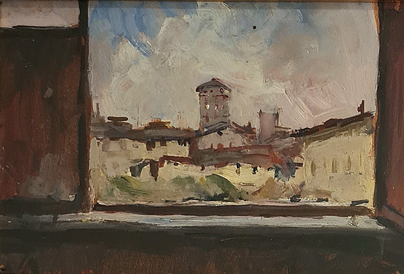 Alfredo Meschi, 'Veduta dal finestrone dell'istituto B.A. Campanile di