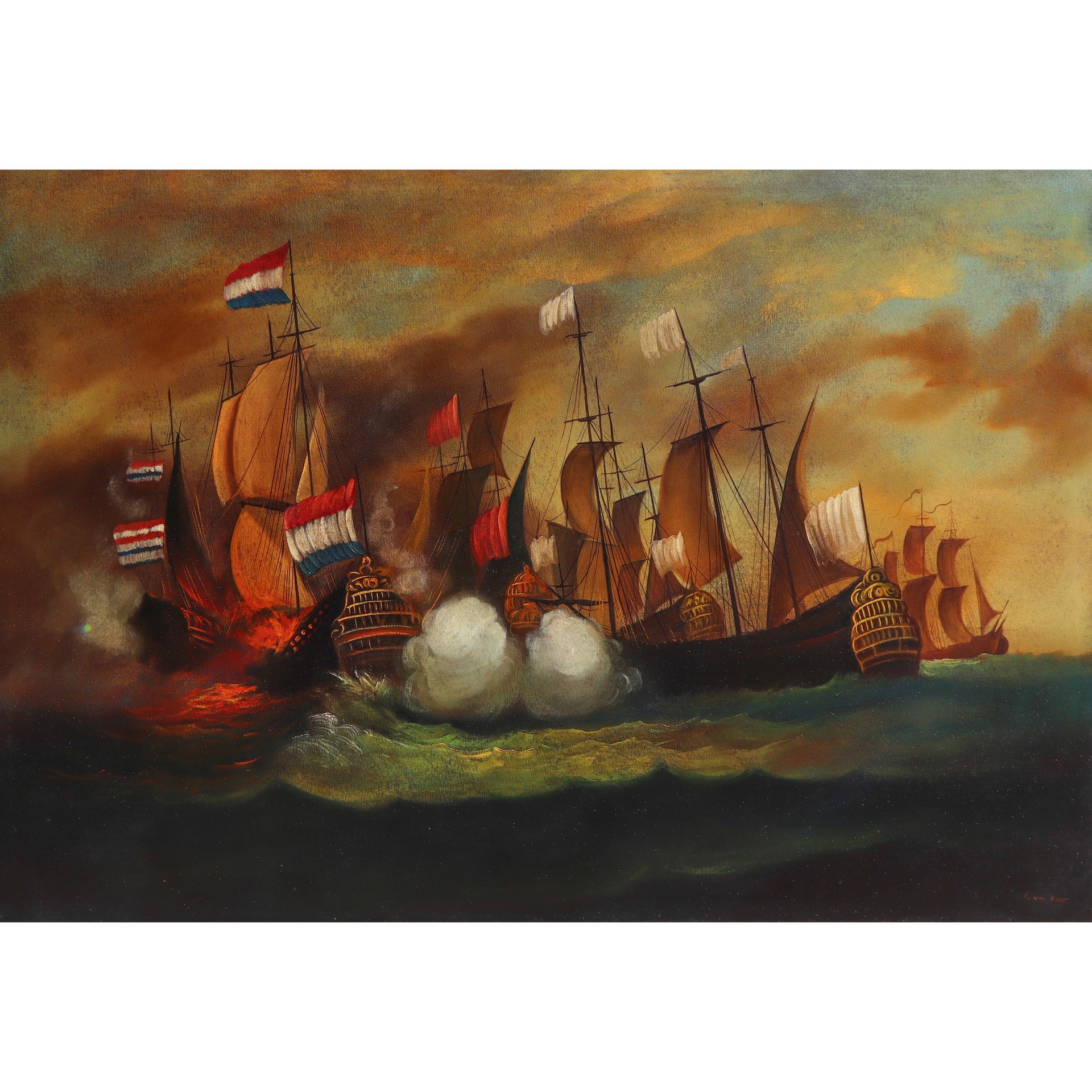 Battaglia navale fra galeoni, XIX secolo Art La Rosa