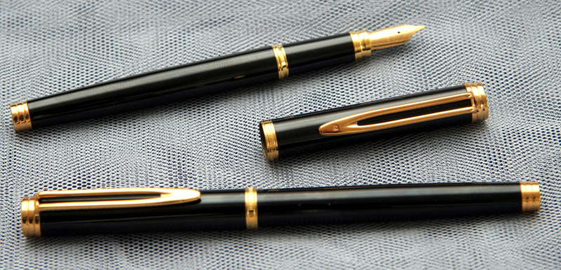 Waterman Gentleman stilografica + penna a feltro - lacca nero e particolari  oro, Gazzi's Auction House