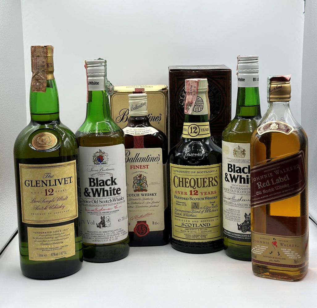 The Glenlivet 12 Years Old Johnny Walker Red Label Black & White