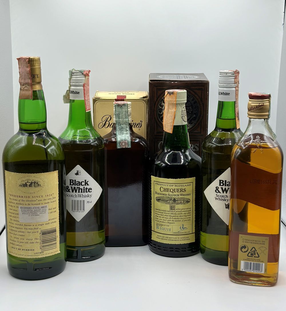 The Glenlivet 12 Years Old Johnny Walker Red Label Black & White