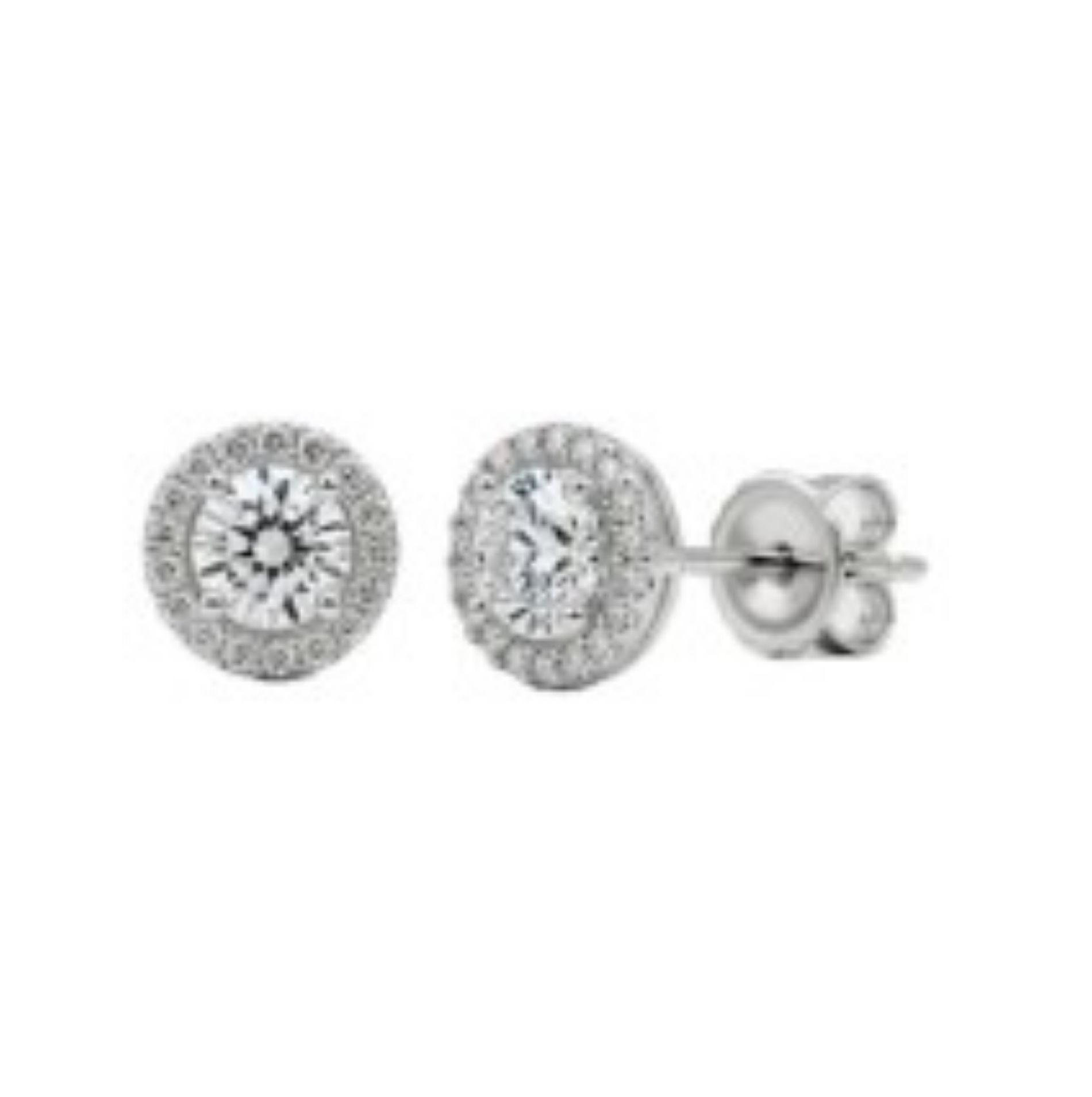 Orecchini Halo In Oro Rosa 14K Con Diamante Creato 6.5 Mm E Pietre Rotonde – Gioiello Donna
