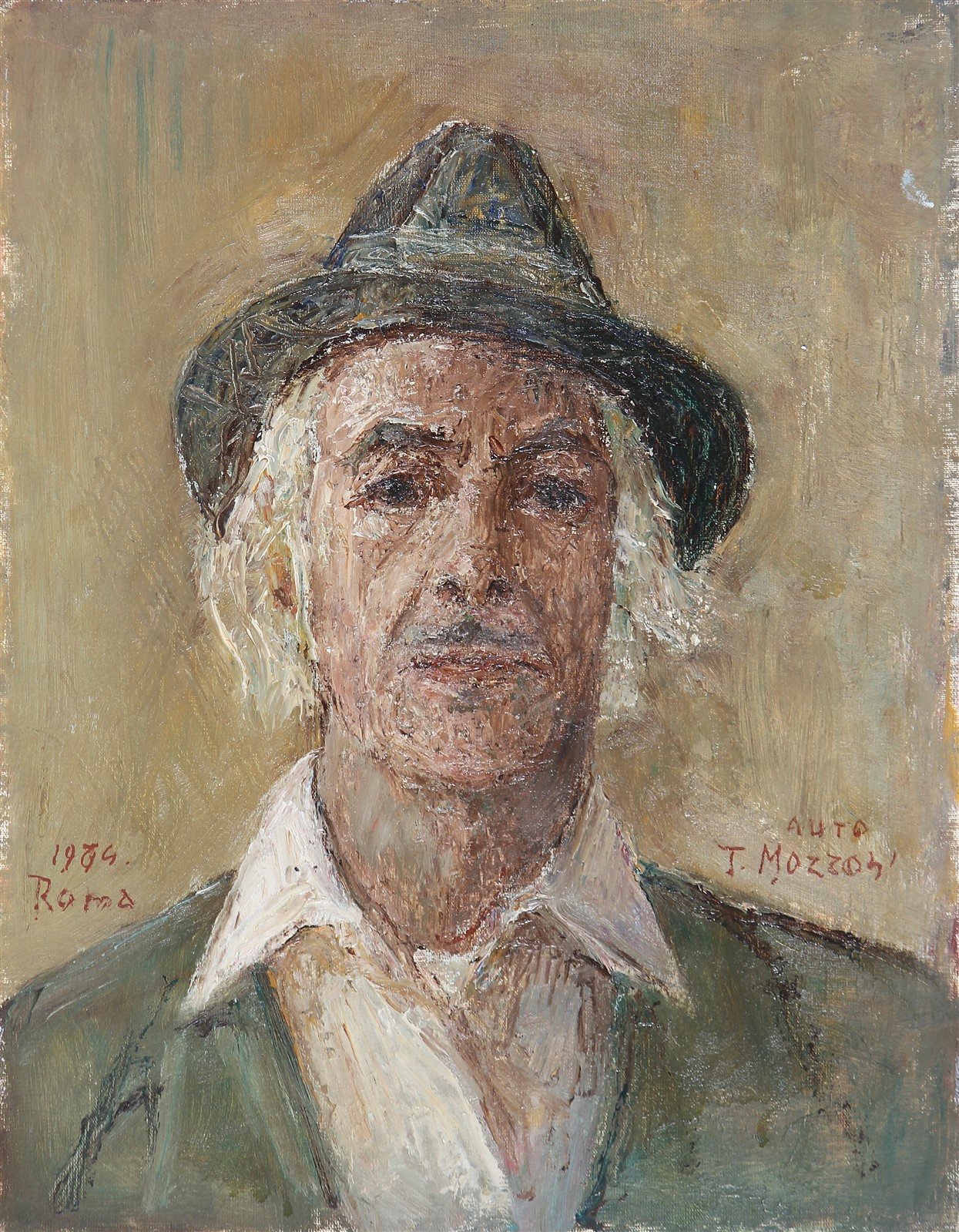MOZZONI TITA (1894 1986) Autoritratto. 1974. Olio su cartone intelato