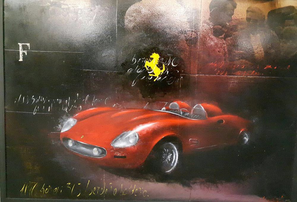 Giusfredi Nicola dipinto olio su tela Ferrari cm 100x70 Ha frequentato, Lucas