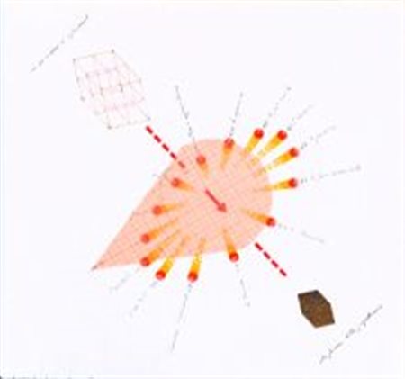 Ferrari Vincenzo Cremona 1941 "I Riferimenti" 1980, tecnica mista e collage...