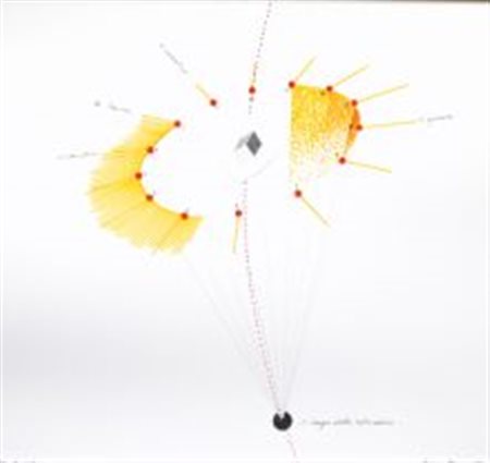 Ferrari Vincenzo Cremona 1941 "Gli Strumenti" 1980, tecnica mista e collage...