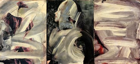 ELIO MARIANI 1943 Senza titolo, 1992 Smalti su carta su tavola, cm. 29 x 64,5...