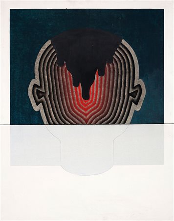 ANGELO CAGNONE 1941 Objet cachè n. 6, 1970 Olio su tela, cm. 100 x 80 Firmato...