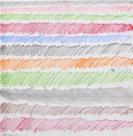 PAOLO MASI 1933 Senza titolo, 1975 Pennarelli su cartone, cm. 40 x 40 Firmato...