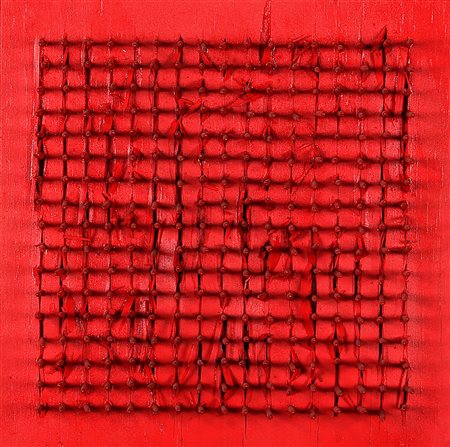 BERNARD AUBERTIN 1934 Senza titolo, 1970 Acrilico e chiodi su tavola, cm. 20...