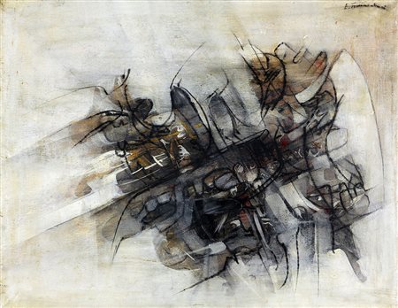 EDOARDO FRANCESCHINI 1928 - 2006 Macchina, 1960 Olio su tela, cm. 70 x 90...