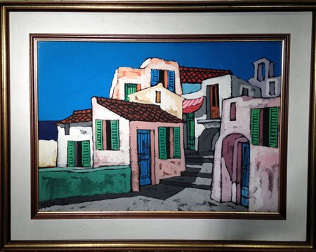 Morin "Villaggio" - Tecnica mista su tela - cm 53x73 - Firma in basso a sx -...