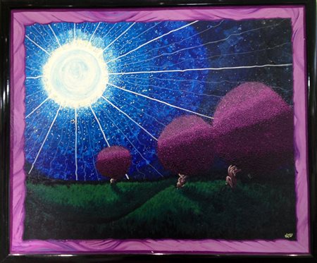 Sara Scalco "La luna e il buio" - 2008, Tecnica mista su tela - cm 50x60 -...