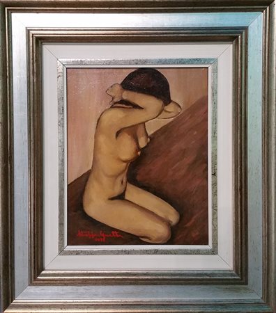 Ginetta Stroppa "Nudino" - 1977 - Olio su tela - cm 30x24 - Firma in basso a sx