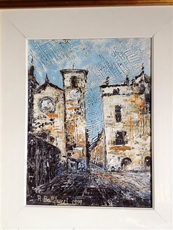 Roberto Balducci "Moncalieri La Piazza"- 1999 - Olio materico su tela - cm...