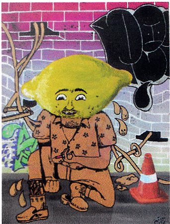 Pesca, "S.T" - 2012 - Tecnica mista su masonite - cm 30x40 - Certificato di...