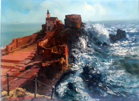 Ginetta Stroppa "Mareggiata" - Olio su tela - cm 60x80 - Firma in basso a sx