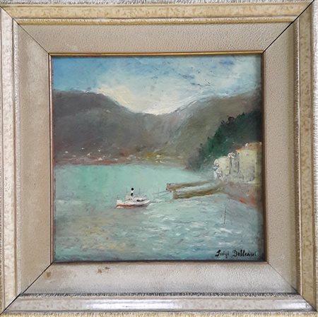 Luigi Delleani "Lago Maggiore" - 1948 - Olio su tavola - cm 30x30 - Firma...
