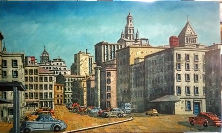 Tonino Caputo "Old Square"- Olio su tela - cm 30x50 - Firma dell'artista in...