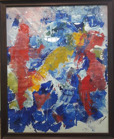 A firma Trombini "Composizione astratta" - Olio su tela spatolato - cm 96x76