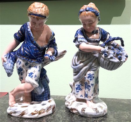 Timbro Ceramica Meissen (Porcellana di Dresda) "Contadinelli" cm 22x11x11