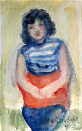 Edgardo Corbelli "Nudo seduto" 1959 - cm 70x50 - Tempera e carboncino su...