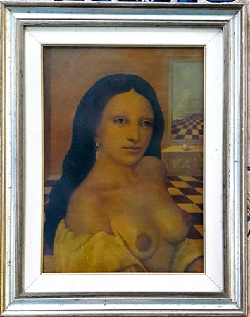 Ovidio Melis "Lo specchio" - 1981 - Olio su tavola - cm 47,5x34 - Autentica e...