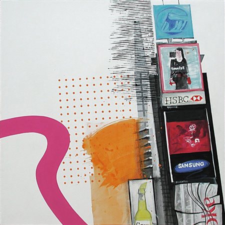 Nino Ceccarelli "Time Square" - 2009 - Olio e acrilico su tela - cm 100x100 -...