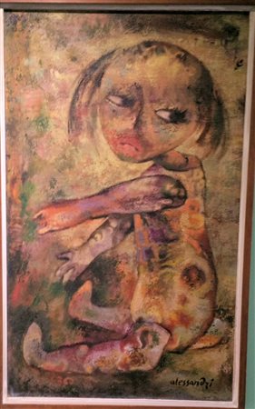 Lorenzo Alessandri "Bambola seduta" - 1960 - Olio su masonite - cm 40x65 -...