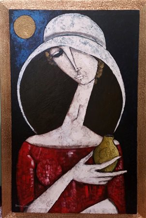 Bruno Landi "Il vaso" - 2013 - Olio su tela - cm 80x50x4 - Autentica ed...