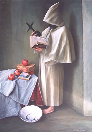 Antonio Sciacca "Il monaco"- Olio su tela- cm 114x80 - Firma dell'artista in...