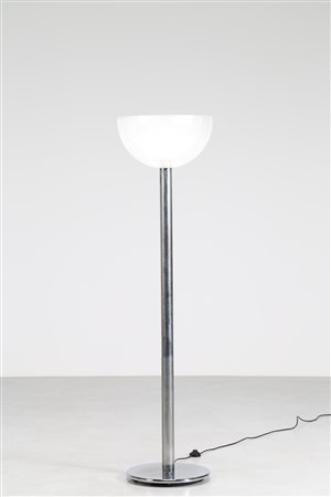 NASON CARLO (n. 1936) Lampada da terra in acciaio cromato con quattro vetri...