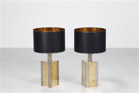 MANIFATTURA ITALIANA Lampade da tavolo in ottone e acciaio prod. Romana anni...