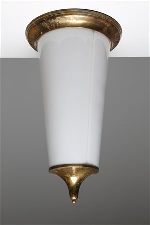 ARREDOLUCE Attrib. Grande lampada plafoniera a sospensione in ottone e...