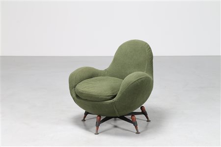 VALLA RITO Poltrona in acciaio verniciato, legno tornito, ottone, imbottitura...