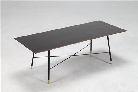 PARISI ICO (1916 - 1996) Tavolino rettangolare in tondino di ferro con finali...