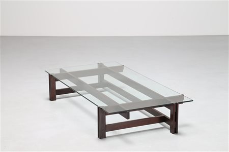 PARISI ICO (1916 - 1996) Tavolino in palissandro con piano in cristallo, mod....