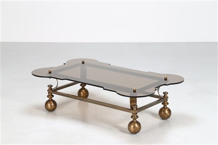 CECCHI MARZIO Tavolino da caffè in ottone e vetro fumè prod. MOST FIRENZE,...