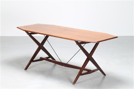 ALBINI FRANCO (1905 - 1977) Tavolo in palissandro, minuteria metallica e...