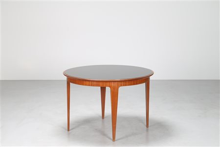 PONTI GIO' (1891 - 1979) Tavolo tondo in mogano con piano in vetro per Casa e...
