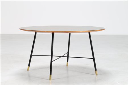PARISI ICO (1916 - 1996) Tavolino tondo in tondino di ferro e finali in...