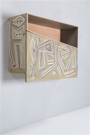 LUCERNI UGO Mobile mensola in legno, progettato e dipinto dall'autore per la...