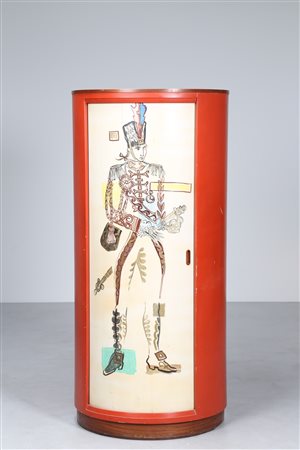 MANIFATTURA ITALIANA Cabina appendiabiti cilindrica in legno laccato e...