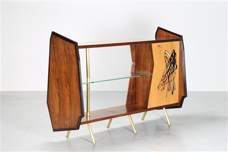 MANIFATTURA ITALIANA Mobile da soggiorno bifronte in palissandro e acero, con...