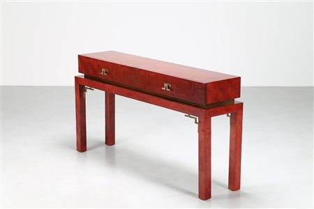 PETTI SANDRO Consolle con impiallicciatura a cesto in legno di banano laccato...