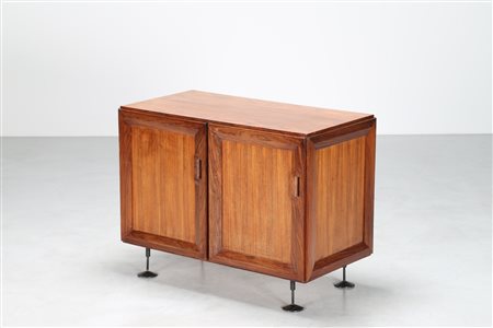 ALBINI FRANCO (1905 - 1977) Credenzina in palissandro e metallo laccato,...