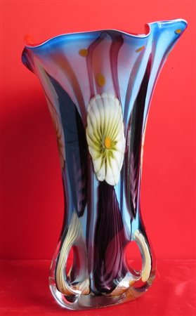 GRANDE VASO In vetro con fiori cm.43x30